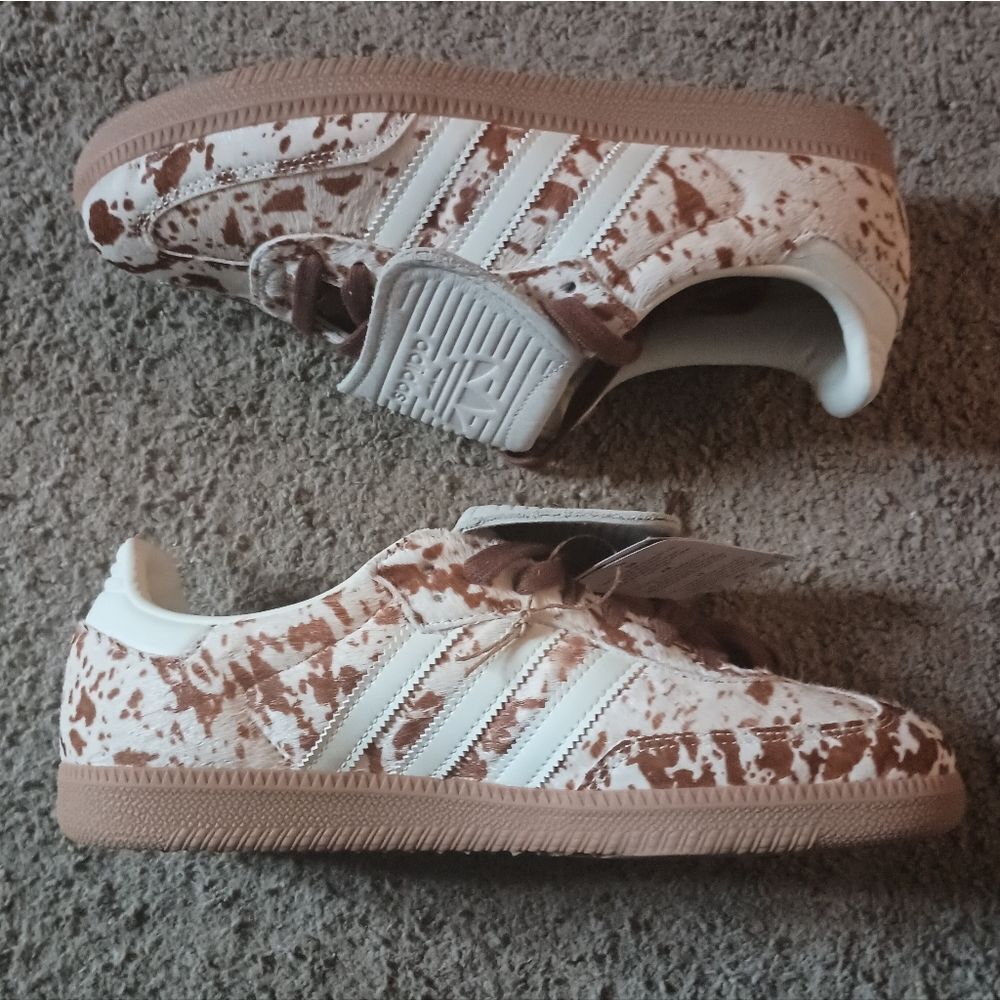 Adidas Samba LT Women's Size 9.5 Sneakers Cow Print Brown White BRAND NEW W TAGS - Picture 3 of 7